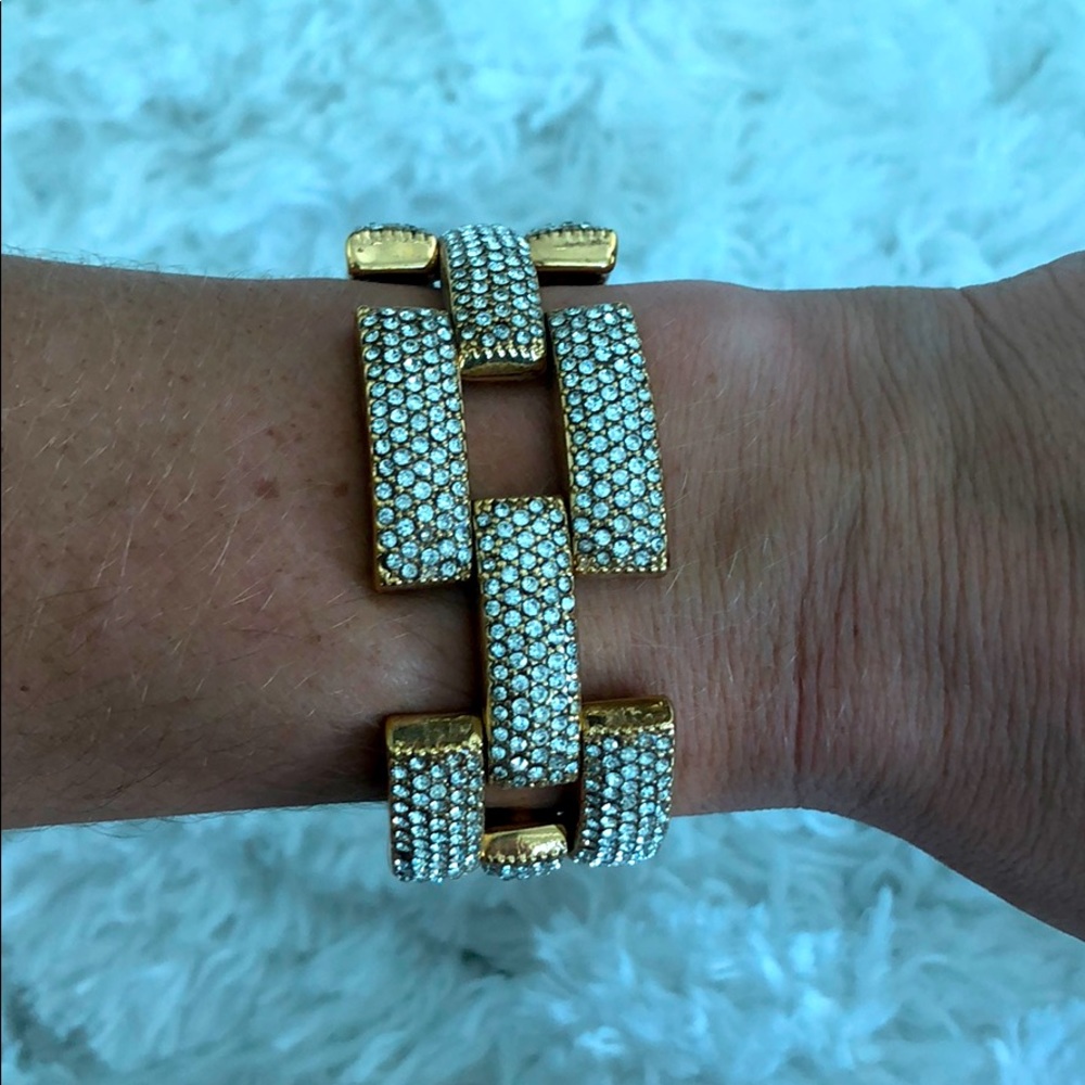 J. Crew gold with pave crystals bracelet